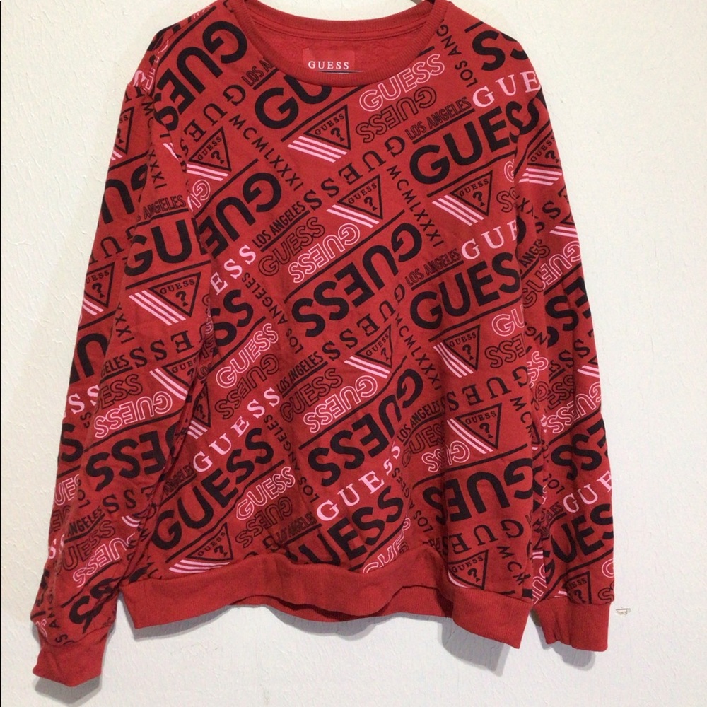 Red GUESS Los Angeles Crewneck
